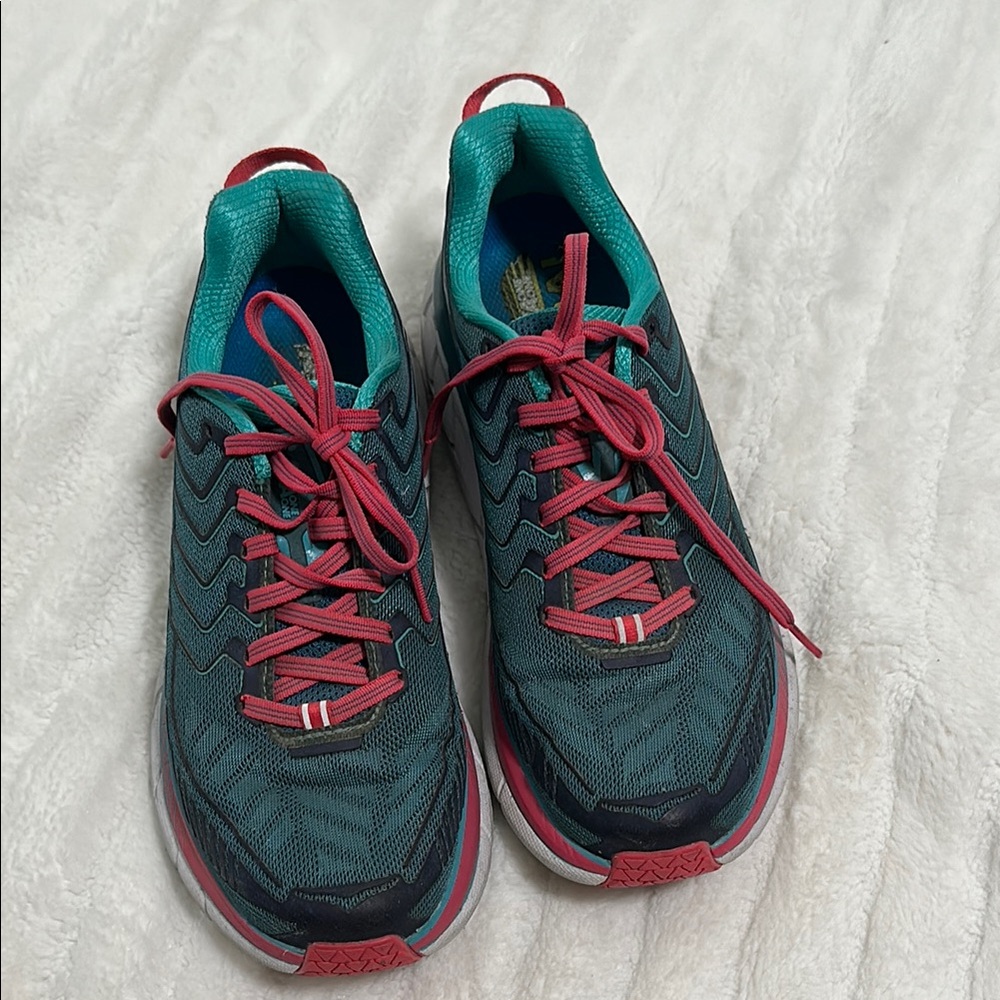 Hoka Teal and Pink Women's Running Sneakers